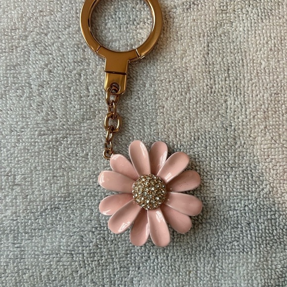 kate spade Accessories - Kate Spade Pink Daisy Keychain with Gold Details